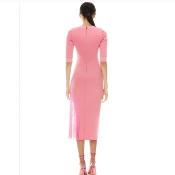 ALICE +OLIVIA ASYMMETRICAL FRINGE MIDI DRESS SIZE 6 - Picture 8 of 11